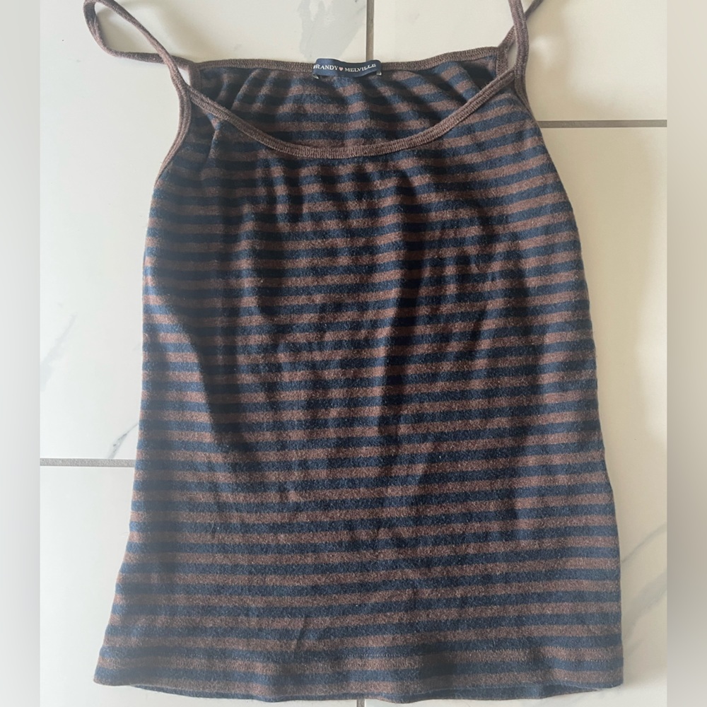 Brown and blue striped cami size small